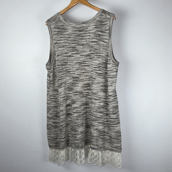 LOGO by Lori Goldstein Space Gray Dye Sweater Tank lace trim plus size 3X - Picture 5 of 9